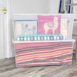 Wham 133L Crystal Storage Box with Lid 2 Pack - Wilko - thumbnail 3