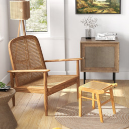 Costway Natural Rattan Top Bamboo Vanity Stool with Anti-slip Foot Pads - Size: 38 x 40 x 43cm - n/a - Wilko - thumbnail 6