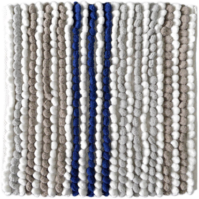 Allure Bath Fashions Navy Striped Square Chunky Bobble Bath Mat 50 x 50cm - Blue - Wilko - image 1