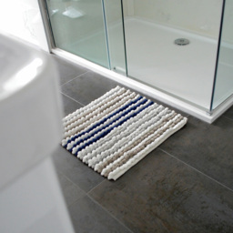 Allure Bath Fashions Navy Striped Square Chunky Bobble Bath Mat 50 x 50cm - Blue - Wilko - thumbnail 3