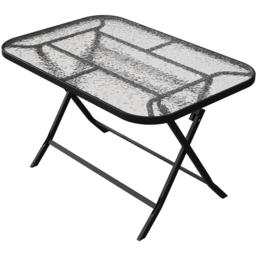 Living and Home Ripple Glass Metal Outdoor Rectangle Folding Table with Umbrella Hole - Size: 72 x 120 x 80cm - Black - Wilko - thumbnail 1