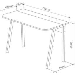 Luton White Working Table Computer Desk Home Office - Size: 75.0  x 120.0  x 60.0 cm - Decortie - Wilko - thumbnail 7
