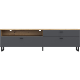 Florence Klara 2 Door Single Drawer Single Shelf Grey and Oak TV Unit - Size: 57.7 x 205.1 x 41.3cm - Multi - Furniture To Go - Wilko - thumbnail 4