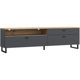 Florence Klara 2 Door Single Drawer Single Shelf Grey and Oak TV Unit - Size: 57.7 x 205.1 x 41.3cm - Multi - Furniture To Go - Wilko - thumbnail 3