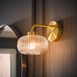ValueLights Amaia Gold Clear Ribbed Glass LED Wall Light - Size: 15 x 12.5 x 17.5cm - Wilko - thumbnail 7