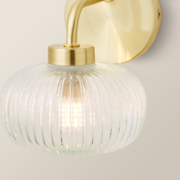 ValueLights Amaia Gold Clear Ribbed Glass LED Wall Light - Size: 15 x 12.5 x 17.5cm - Wilko - thumbnail 5