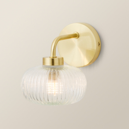 ValueLights Amaia Gold Clear Ribbed Glass LED Wall Light - Size: 15 x 12.5 x 17.5cm - Wilko - thumbnail 6