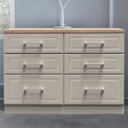Crowndale Kent 6 Drawer Kashmir Ash and Modern Oak Midi Chest of Drawers - Cream - Wilko