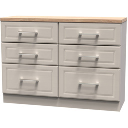 Crowndale Kent 6 Drawer Kashmir Ash and Modern Oak Midi Chest of Drawers - Cream - Wilko - thumbnail 3