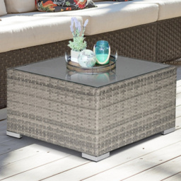Outsunny Grey Rattan Square Coffee Table - Size: 65 x 65 x 37.5cm - Wilko