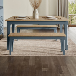 Baumhaus Signature 3 Seater Blue Dining Bench - Wilko - thumbnail 5