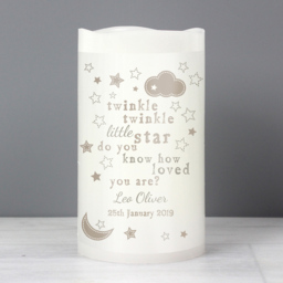 Personalised Memento Twinkle Twinkle Nightlight LED Candle - Size: 0.8 x 1.3 x 0.8cm - White - Wilko - thumbnail 3