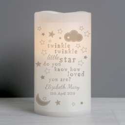 Personalised Memento Twinkle Twinkle Nightlight LED Candle - Size: 0.8 x 1.3 x 0.8cm - White - Wilko - thumbnail 4