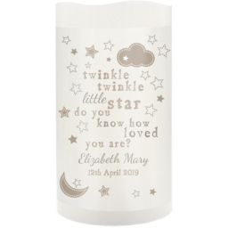 Personalised Memento Twinkle Twinkle Nightlight LED Candle - Size: 0.8 x 1.3 x 0.8cm - White - Wilko