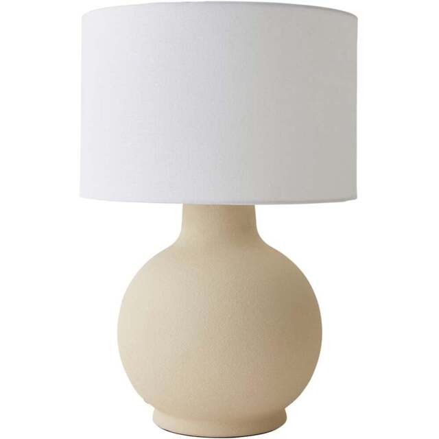 ValueLights Blair Natural Linen Shade Beige Stone Hand Finished Ceramic LED Table Lamp - Size: 51 x 35 x 35cm - Grey - Wilko - image 1