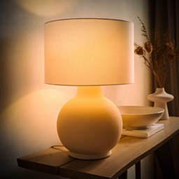 ValueLights Blair Natural Linen Shade Beige Stone Hand Finished Ceramic LED Table Lamp - Size: 51 x 35 x 35cm - Grey - Wilko - thumbnail 7