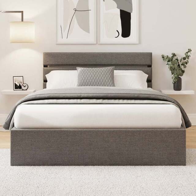 GFW Hudson Small Double Grey End Lift Ottoman Bed - Wilko - image 1