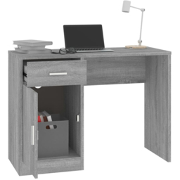 vidaXL Single Door Single Drawer Study Desk Grey Sonoma - Size: 73 x 100 x 40cm - Wilko - thumbnail 4