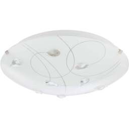 Happy Homewares Opal White Glass Flush Ceiling Light with Crystal Drops - Size: 8 x 30 x 30cm - Wilko - thumbnail 1