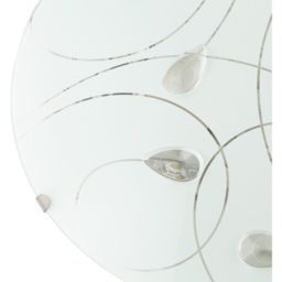 Happy Homewares Opal White Glass Flush Ceiling Light with Crystal Drops - Size: 8 x 30 x 30cm - Wilko - thumbnail 6