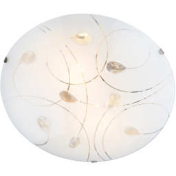 Happy Homewares Opal White Glass Flush Ceiling Light with Crystal Drops - Size: 8 x 30 x 30cm - Wilko - thumbnail 4