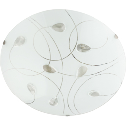 Happy Homewares Opal White Glass Flush Ceiling Light with Crystal Drops - Size: 8 x 30 x 30cm - Wilko - thumbnail 5