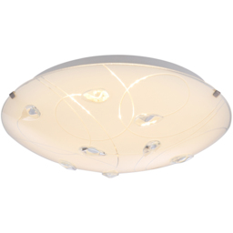 Happy Homewares Opal White Glass Flush Ceiling Light with Crystal Drops - Size: 8 x 30 x 30cm - Wilko - thumbnail 3