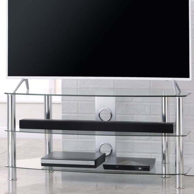TTAP Vantage 2 Shelf Chrome TV Stand 800mm - Size: 50.7 x 80 x 40cm - Silver - Wilko - image 1