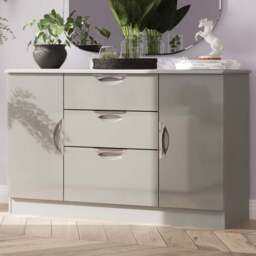 Crowndale Camden 2 Door 3 Drawer Grey Gloss and Dusk Grey Sideboard Ready Assembled - Size: 79 x 128 x 42cm - Grey Gloss & Dusk Grey - Wilko - thumbnail 1