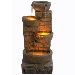 Teamson Home 4-TierLED Brown Cascading Bowl Stone Outdoor Waterfall Fountain - Size: 84.5 x 38.7 x 39.4cm - Wilko - thumbnail 4
