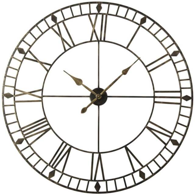 EOS Black Gold Skeleton Wall Clock with Roman Numerals 100cm - Size: 100 x 100 x 2cm - Home Garden Direct - Wilko - image 1