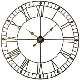 EOS Black Gold Skeleton Wall Clock with Roman Numerals 100cm - Size: 100 x 100 x 2cm - Home Garden Direct - Wilko - thumbnail 1