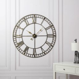 EOS Black Gold Skeleton Wall Clock with Roman Numerals 100cm - Size: 100 x 100 x 2cm - Home Garden Direct - Wilko - thumbnail 3