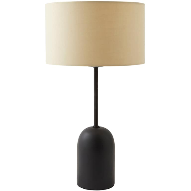 ValueLights Kaiden Cream Drum Shade Dome Table Lamp - Size: 47 x 25 x 25cm - Black - Wilko - image 1