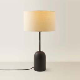 ValueLights Kaiden Cream Drum Shade Dome Table Lamp - Size: 47 x 25 x 25cm - Black - Wilko - thumbnail 4