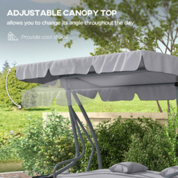 Outsunny 3 Seater Grey Garden Swing Chair with Adjustable Canopy - Wilko - thumbnail 6