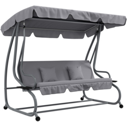 Outsunny 3 Seater Grey Garden Swing Chair with Adjustable Canopy - Wilko - thumbnail 3