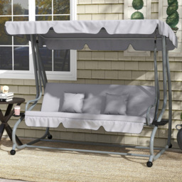Outsunny 3 Seater Grey Garden Swing Chair with Adjustable Canopy - Wilko - thumbnail 1
