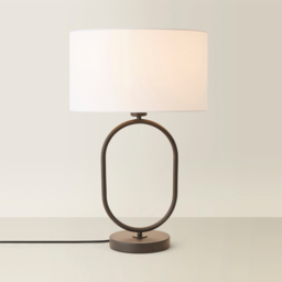 ValueLights Antonia White Fabric Drum Shade Matte Black Oval LED Table Lamp - Size: 42.3 x 25 x 25cm - Wilko - thumbnail 6