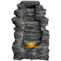 Tranquillity Mini Rock Cascade Solar Powered LED Water Feature - Size: 52 x 37 x 34cm - Grey - Wilko - thumbnail 1
