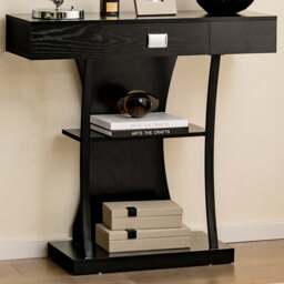 Costway Single Drawer 2 Shelf Black T Shaped Console Table - Size: 103 x 50 x 15cm - Wilko