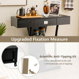 Costway Single Drawer 2 Shelf Black T Shaped Console Table - Size: 103 x 50 x 15cm - Wilko - thumbnail 7