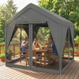 Outsunny 3 x 3m Dark Grey Gazebo with Netting and Curtain - Wilko - thumbnail 5