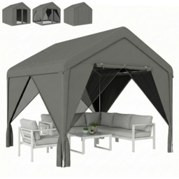 Outsunny 3 x 3m Dark Grey Gazebo with Netting and Curtain - Wilko - thumbnail 3