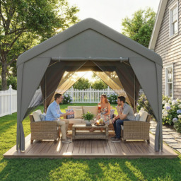 Outsunny 3 x 3m Dark Grey Gazebo with Netting and Curtain - Wilko - thumbnail 6