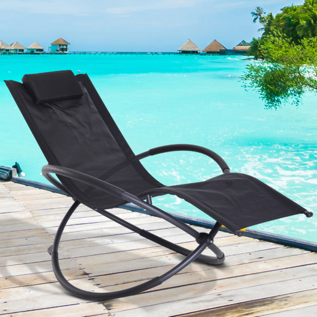 Outsunny Chaise Foldable Rocking Chair - Size: 84 x 80 x 154cm - Black - Wilko - image 1