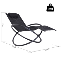 Outsunny Chaise Foldable Rocking Chair - Size: 84 x 80 x 154cm - Black - Wilko - thumbnail 7
