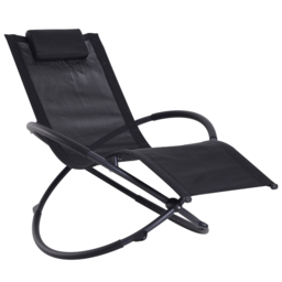 Outsunny Chaise Foldable Rocking Chair - Size: 84 x 80 x 154cm - Black - Wilko - thumbnail 3