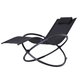 Outsunny Chaise Foldable Rocking Chair - Size: 84 x 80 x 154cm - Black - Wilko - thumbnail 4