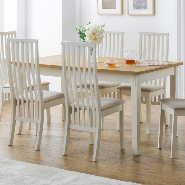 Julian Bowen Davenport Extending Dining Table Oak and Ivory - Size: 6 Seater - Wood - Wilko - image 1